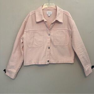 Nine‎ West Denim Jean Jacket Women’s Light Baby Pink Cropped Medium